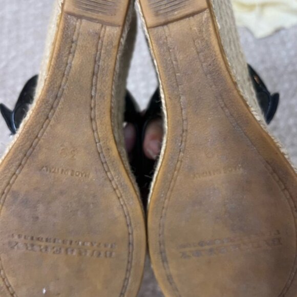 Burberry Nova Check Plaid Wedge Espadrille Sandals Size 39 Black - Picture 6 of 10